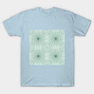 Blue-Green Abstract Mandala Pattern T-Shirt